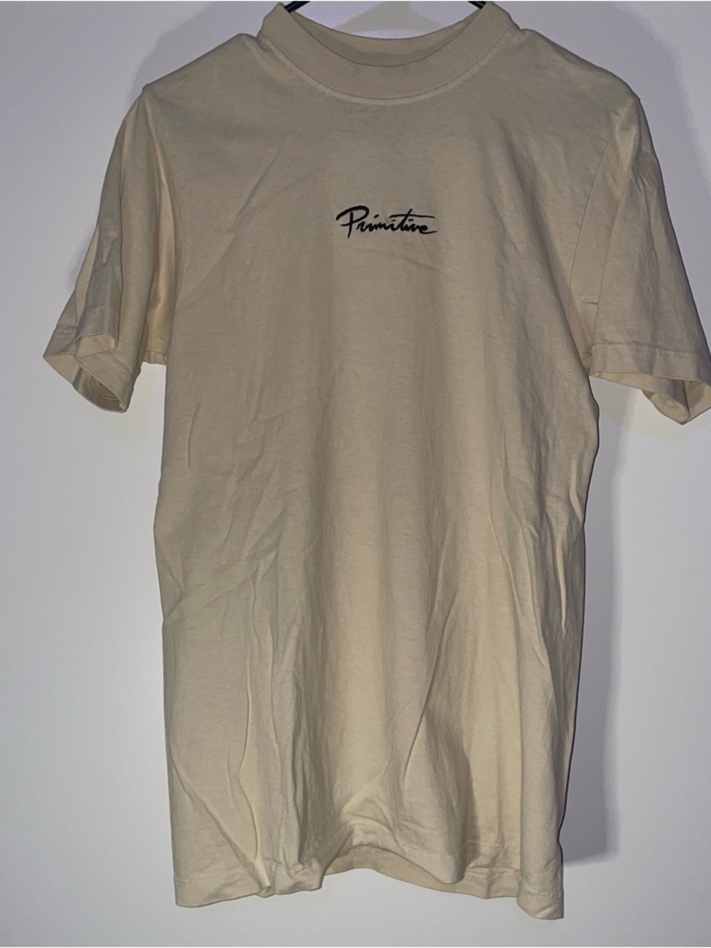 Primitive Cream Short Sleeve Script Logo Tee